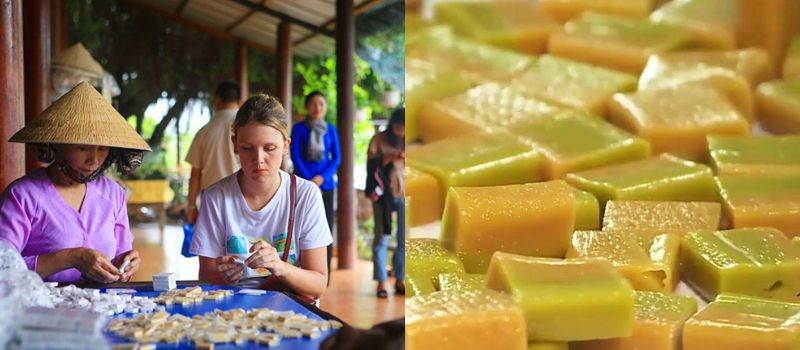 Fabrication des bonbons à la noix de coco Croisiere au delta du Mekong