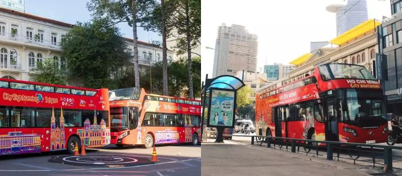 Voyage au Vietnam pour visiter Saigon en bus à impériale à toit ouvert Voyage au Vietnam pour visiter Saigon en bus à impériale à toit ouvert